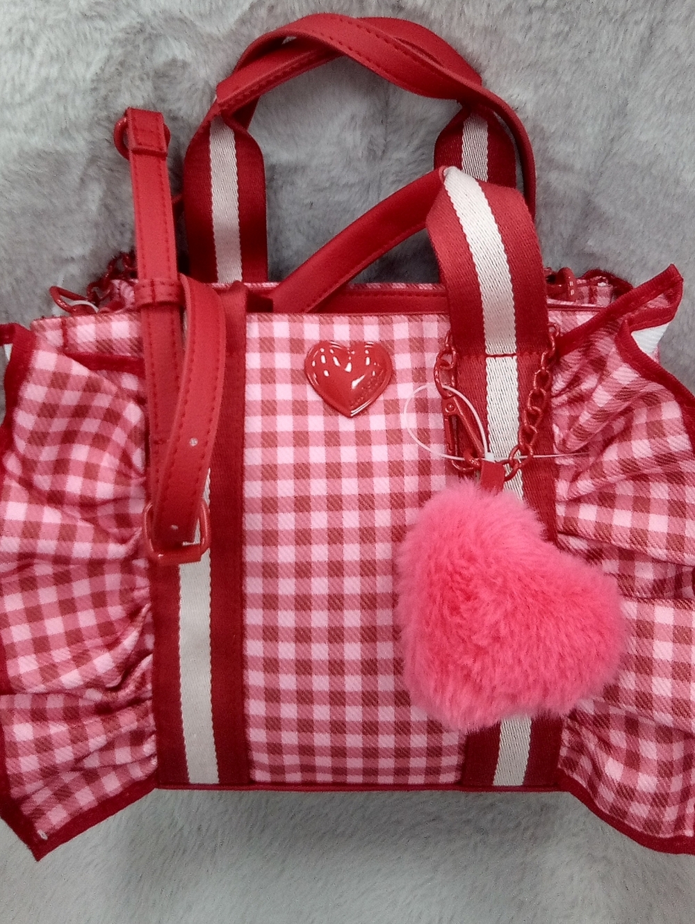 Betsey Johnson Red Ruffled Tote Bag